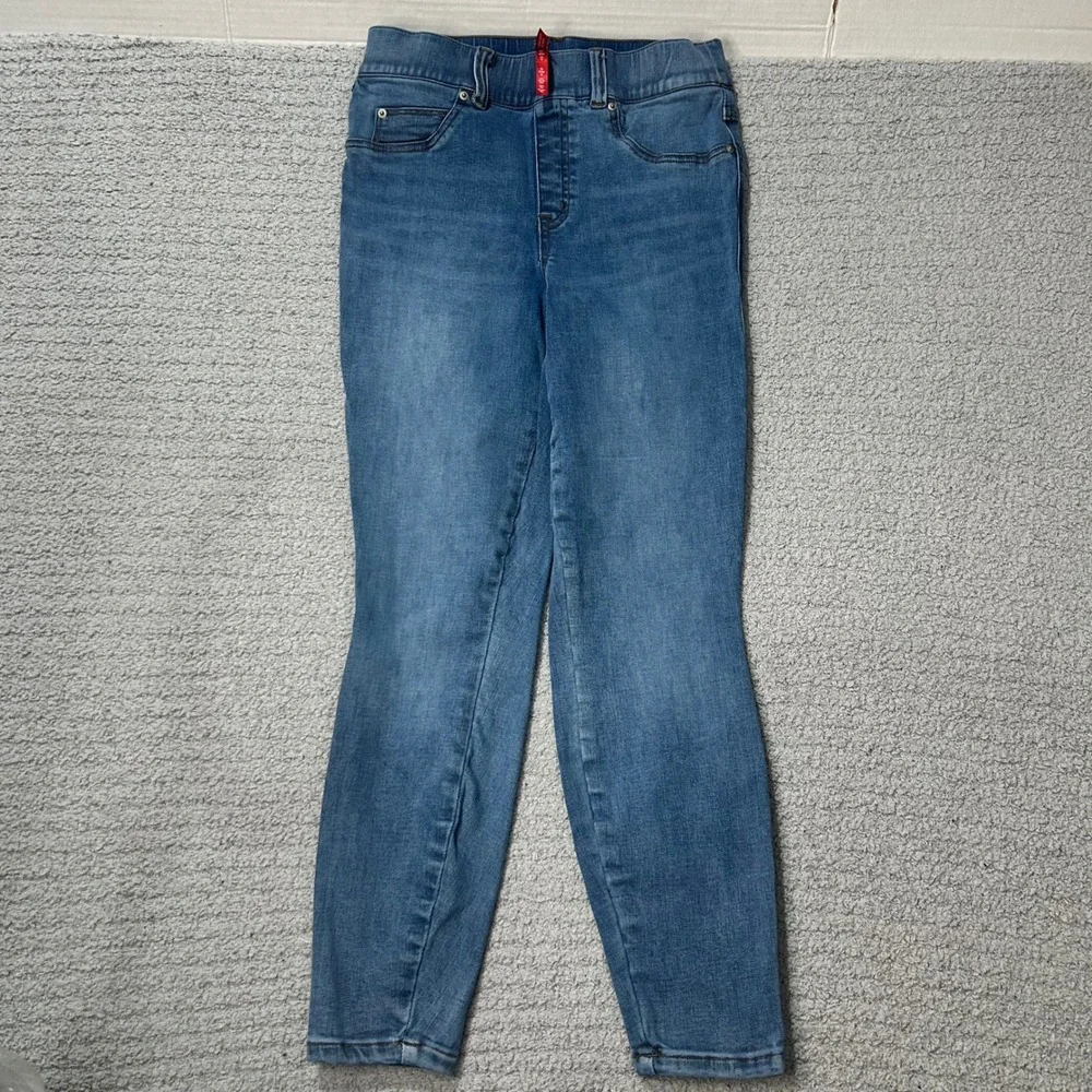 Spanx Jean-ish Ankle Skinny Leggings‎ Small Petite Blue Denim Shapewear Slimming